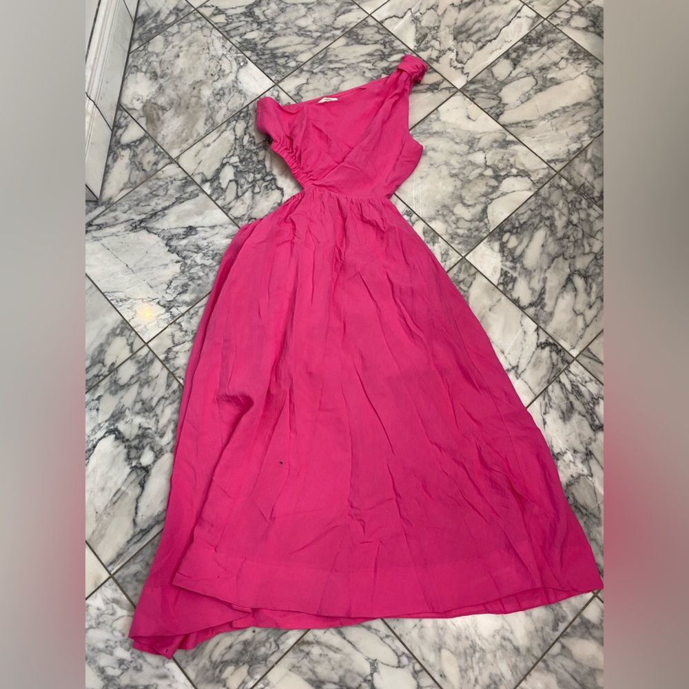 Entro One shoulder Pink dress with cutouts, Worn once, Perfect condition!